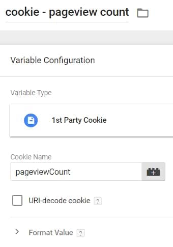 Nova variável do tipo 1st Party Cookie.