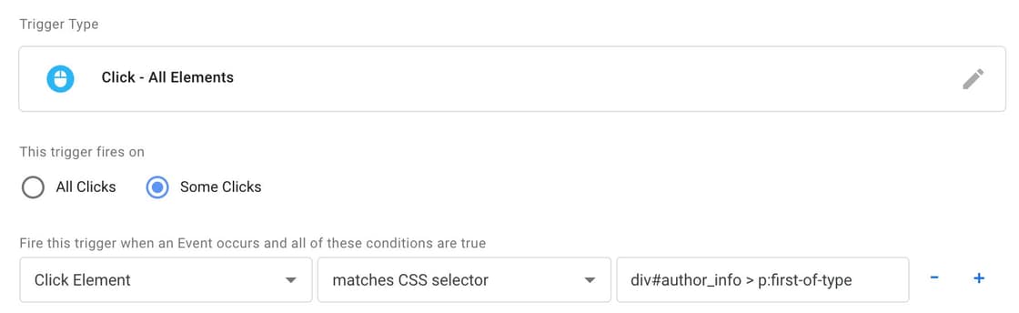 Seletor CSS: div#author_info > p:first-of-type