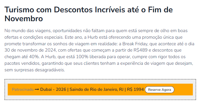 Promoções imperdíveis da Break Friday Hurb 2024 para pacotes de viagens incríveis.