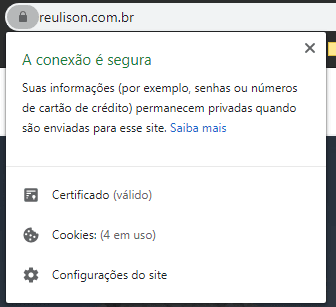 Resultado da instalação do HTTPS para reulison.com.br