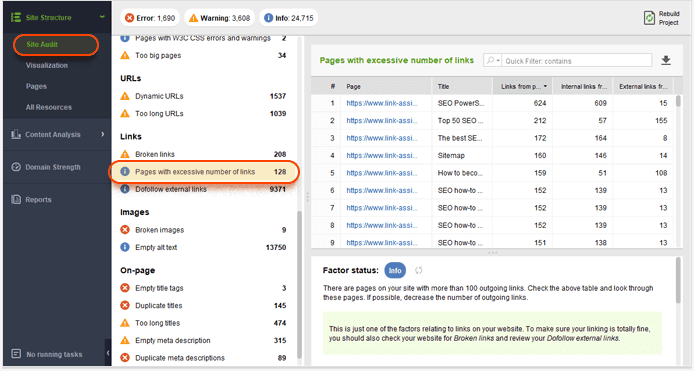 Controle o número de links por página