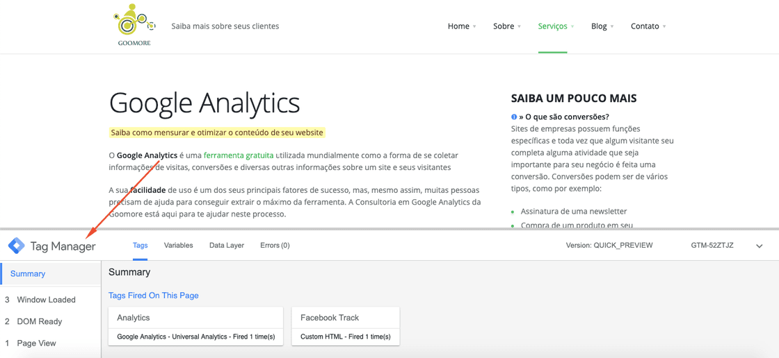 Ferramenta de teste e depuração do Tag Manager