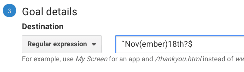 Expressão Regular como meta no Google Analytics