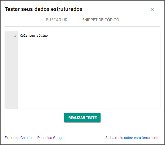 Ferramenta para testes de dados estruturados do Google