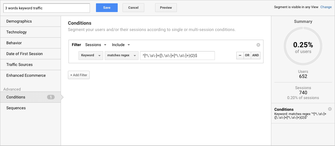 Segmento personalizado no Google Analytics