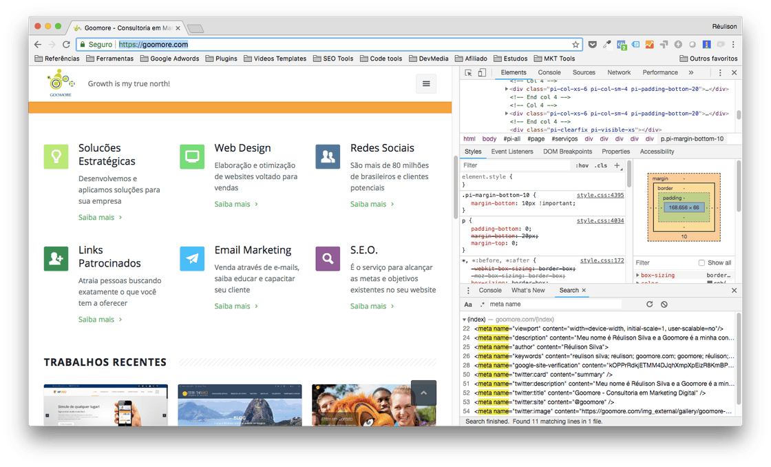 Fazendo uma busca no Inspecionar Elemento