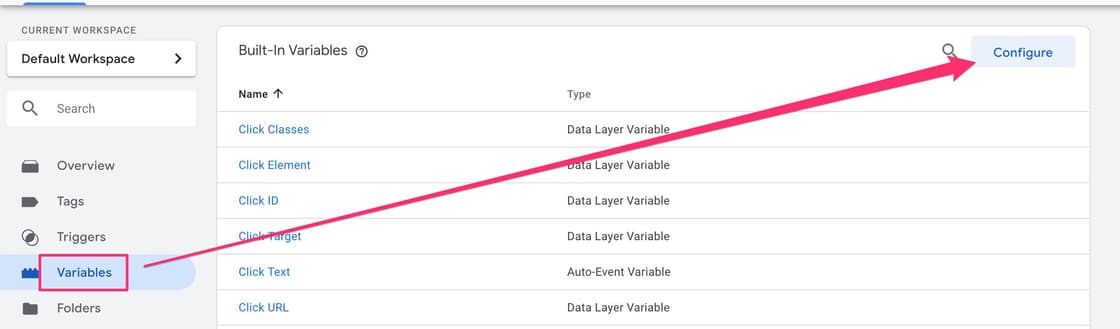 A variável Click Element