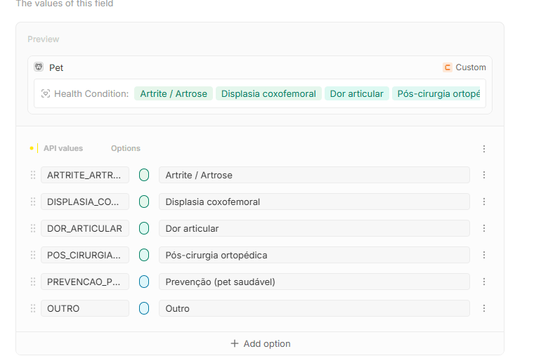 Dados do Pet no Twnty CRM