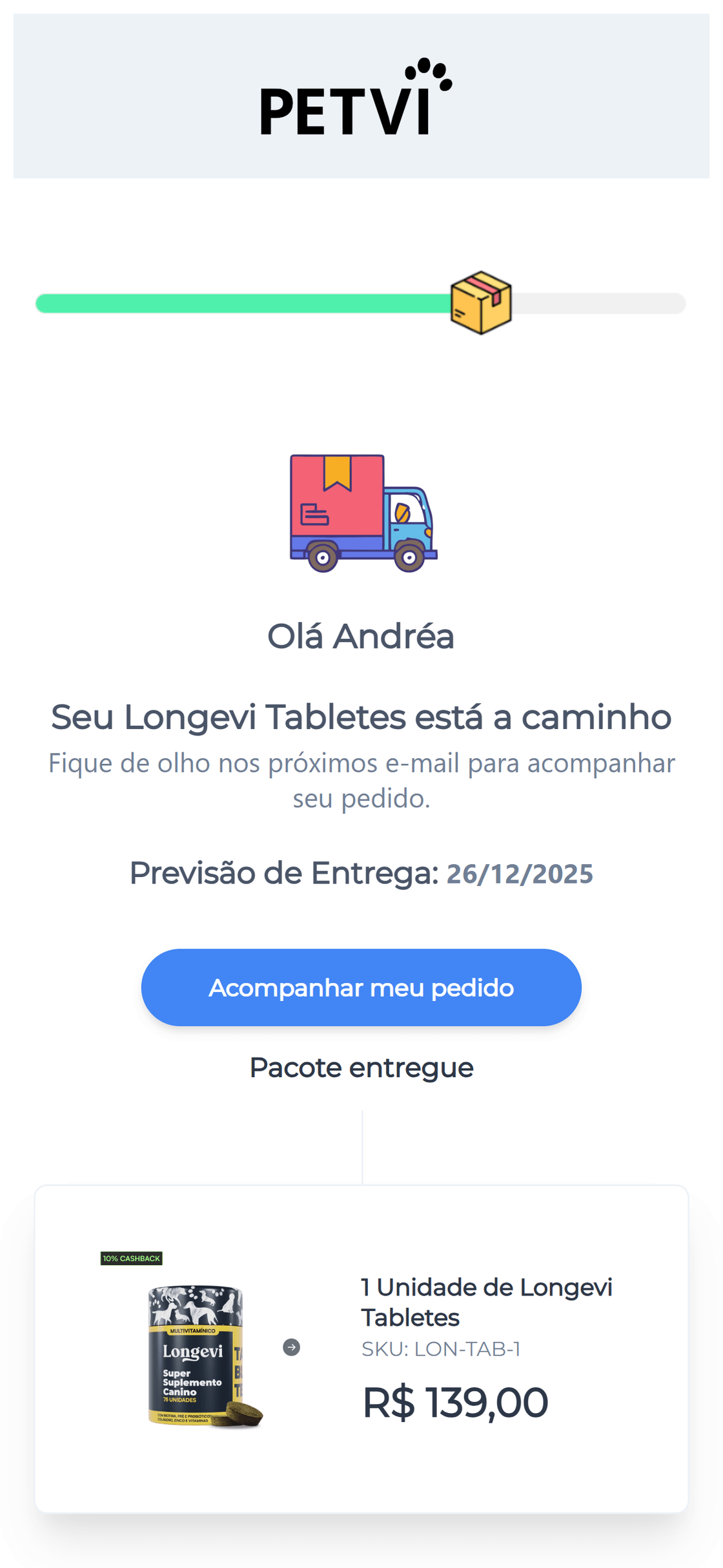 Email de Entrega no Celular
