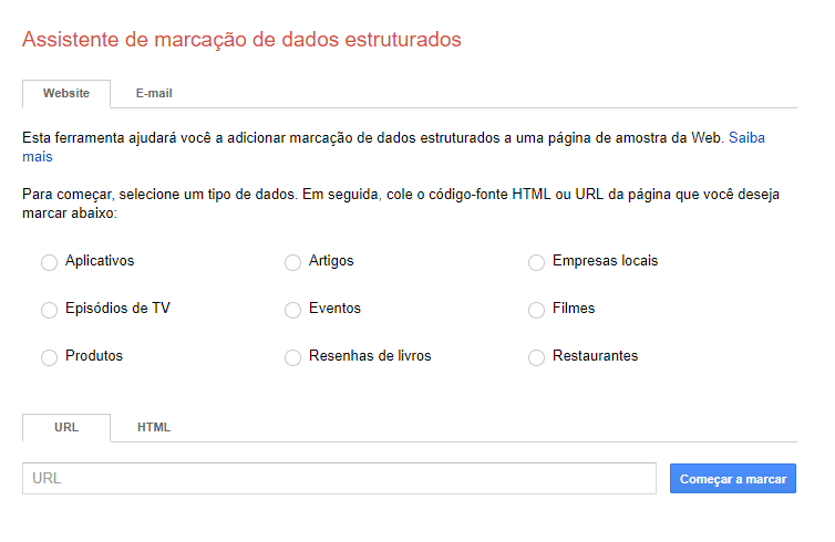 Esta ferramenta ajudará você a adicionar marcação de dados estruturados a uma página de amostra da Web Esta ferramenta ajudará você a adicionar marcação de dados estruturados a uma página de amostra da Web.