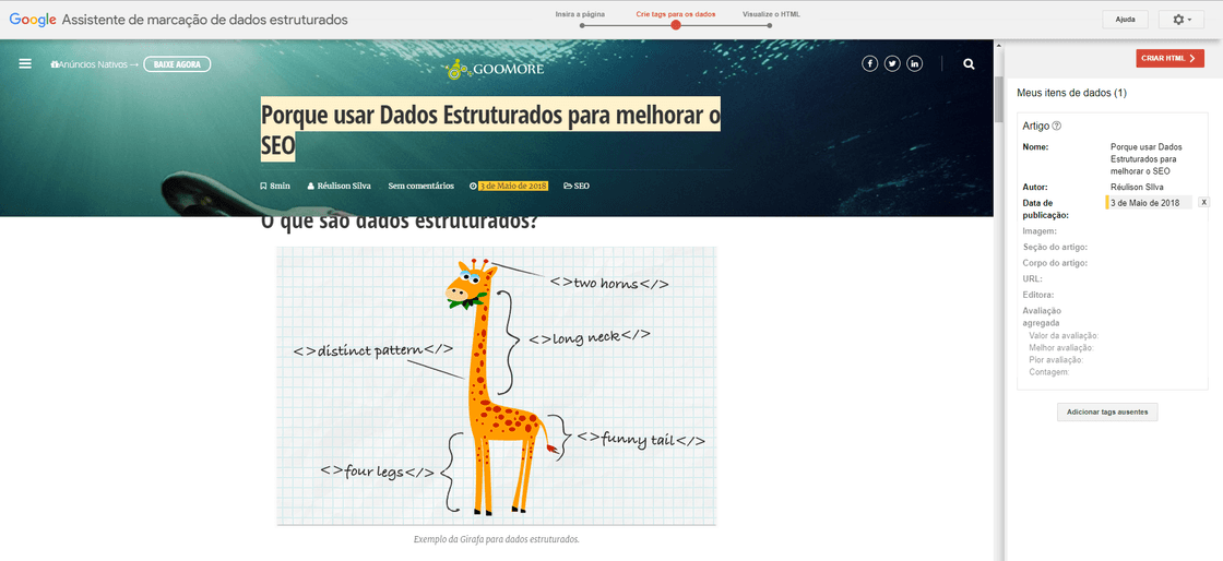 Criando as tags para a camada de dados Criando as tags para a camada de dados.