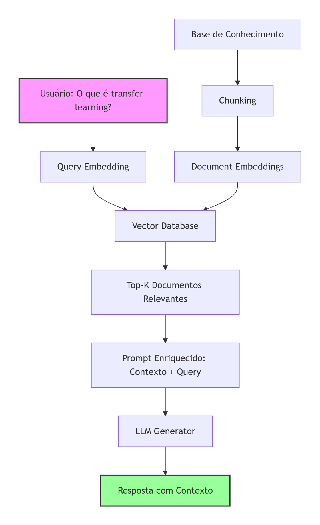 Fluxograma completo do RAG com embeddings